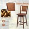 Costway Set of 2/4 Swivel Bar Stools Counter Height Rubber Wood Pub Chairs w/ Rattan Back